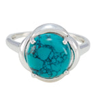 Turquoise Solitaire German 92.5 Silver Blue Gems Minimal Glamorous Ring Jewelry