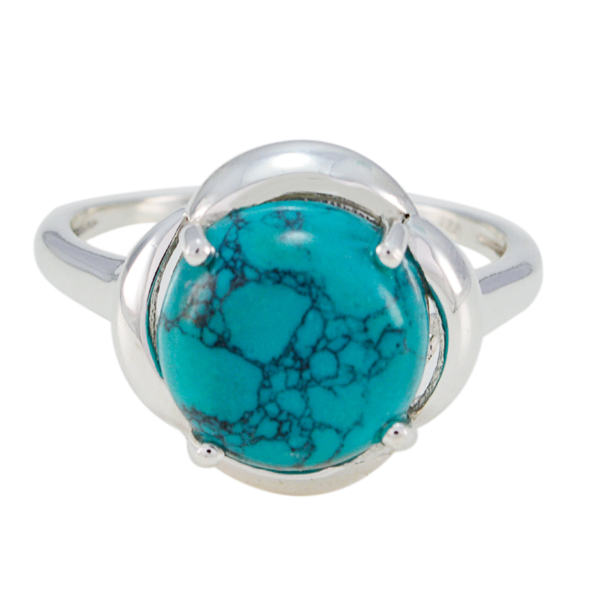 Turquoise Solitaire German 92.5 Silver Blue Gems Minimal Glamorous Ring Jewelry