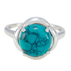 Turquoise Solitaire German 92.5 Silver Blue Gems Minimal Glamorous Ring Jewelry