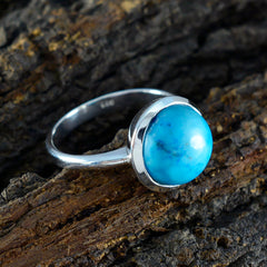 Turquoise Solitaire Egyptian 92.5 Silver Blue Gems Tiny Graceful Ring Jewellery
