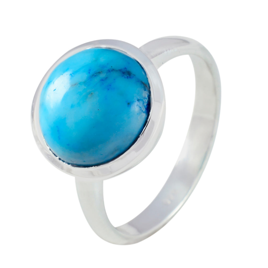 Turquoise Solitaire Egyptian 92.5 Silver Blue Gems Tiny Graceful Ring Jewellery