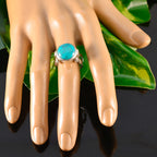 Turquoise Solitaire French 925 Silver Blue Gemstone Versatile Abstract Ring Jewelry