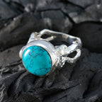 Turquoise Solitaire French 925 Silver Blue Gemstone Versatile Abstract Ring Jewelry