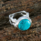 Turquoise Solitaire French 925 Silver Blue Gemstone Versatile Abstract Ring Jewelry