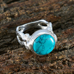 Turquoise Solitaire French 925 Silver Blue Gemstone Versatile Abstract Ring Jewelry