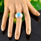 Turquoise Solitaire Russian Silver Blue Gemstone Eye catching Contemporary Ring Jewellery