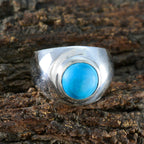 Turquoise Solitaire Russian Silver Blue Gemstone Eye catching Contemporary Ring Jewellery