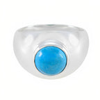 Turquoise Solitaire Russian Silver Blue Gemstone Eye catching Contemporary Ring Jewellery