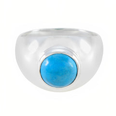 Turquoise Solitaire Russian Silver Blue Gemstone Eye catching Contemporary Ring Jewellery