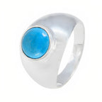 Turquoise Solitaire Russian Silver Blue Gemstone Eye catching Contemporary Ring Jewellery