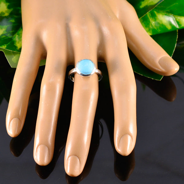 Turquoise Solitaire African Silver Blue Gemstone Slim Abstract Ring Jewellery