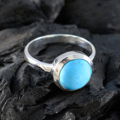 Turquoise Solitaire African Silver Blue Gemstone Slim Abstract Ring Jewellery
