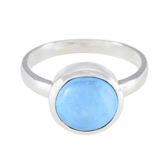 Turquoise Solitaire African Silver Blue Gemstone Slim Abstract Ring Jewellery