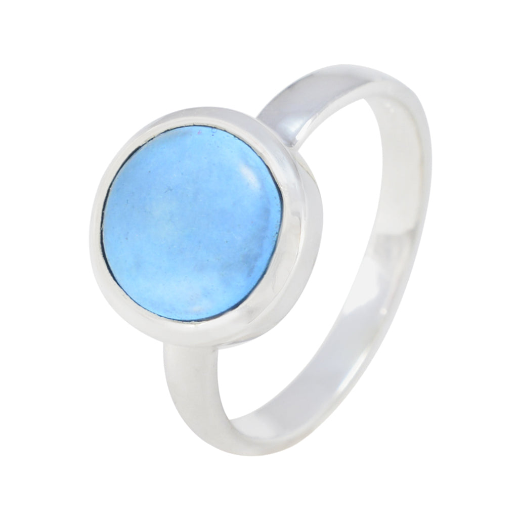 Turquoise Solitaire African Silver Blue Gemstone Slim Abstract Ring Jewellery