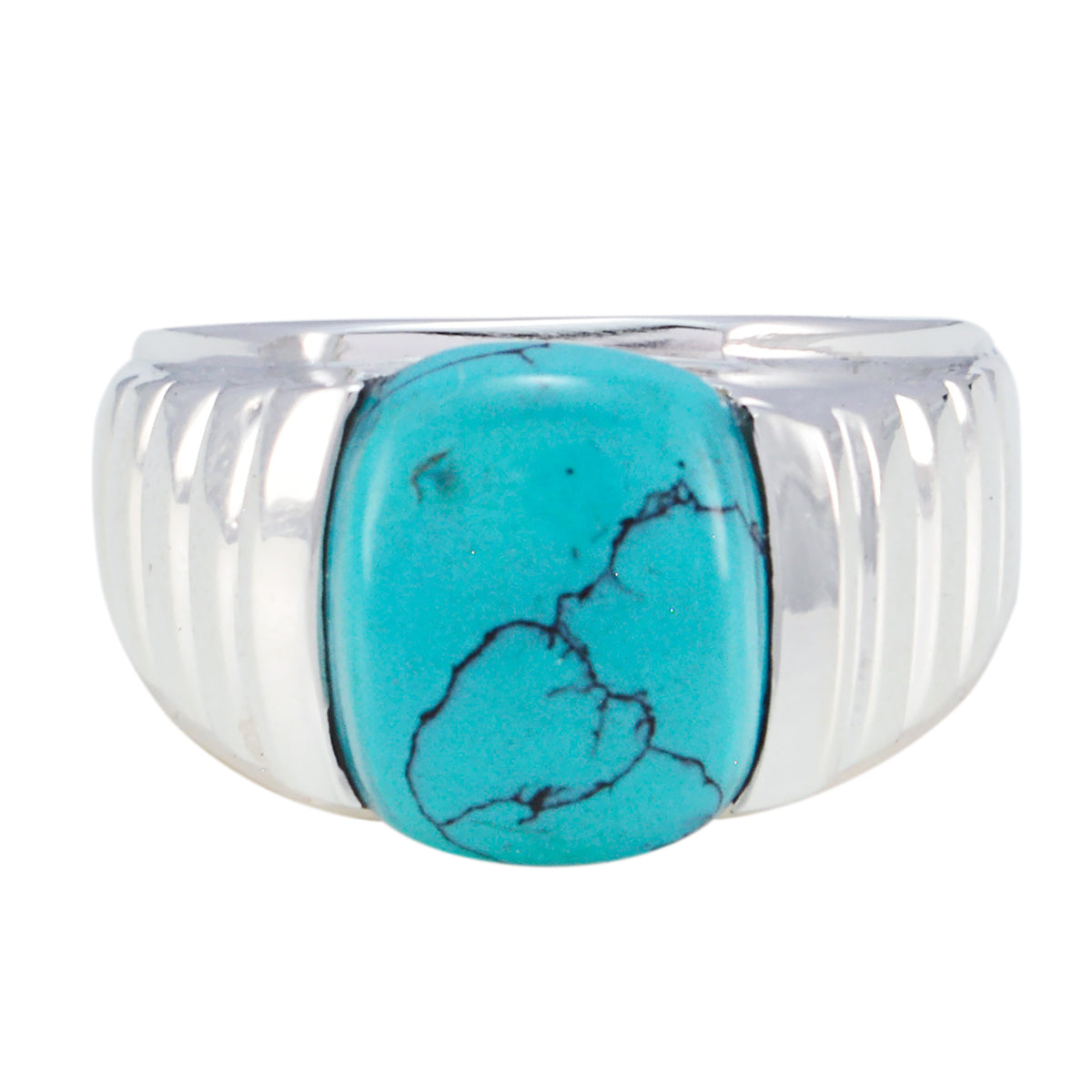 Turquoise Solitaire African 925 Silver Blue Gemstone Eye catching Armor Ring Jewelry Main image