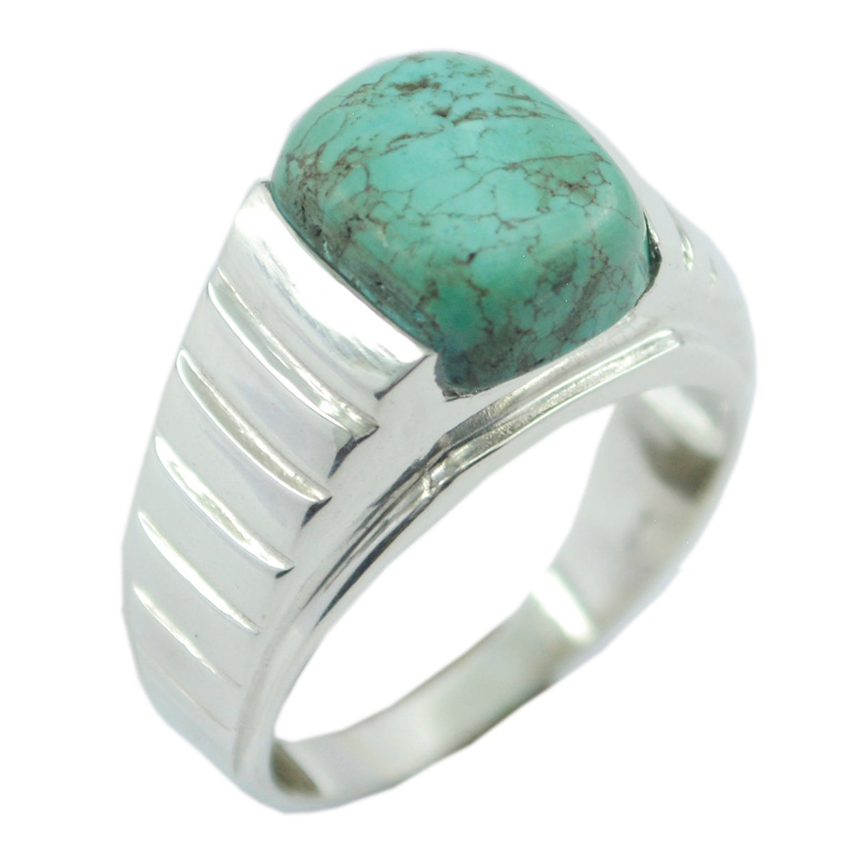 Turquoise Solitaire African 925 Silver Blue Gemstone Eye catching Armor Ring Jewelry
