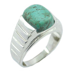 Turquoise Solitaire African 925 Silver Blue Gemstone Eye catching Armor Ring Jewelry