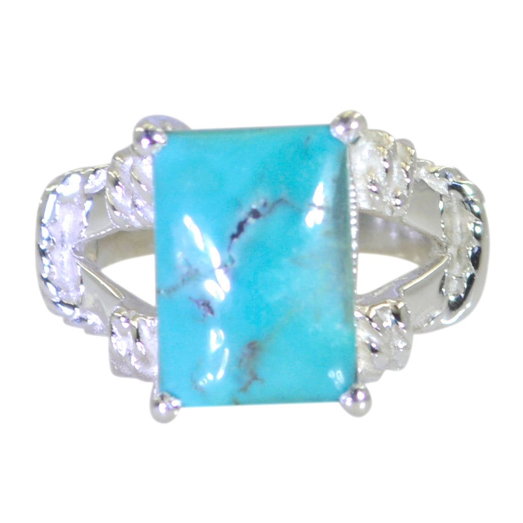 Turquoise Solitaire Middle Eastern Sterling Silver Blue Gems Eye catching Rope Wire Ring Jewellery