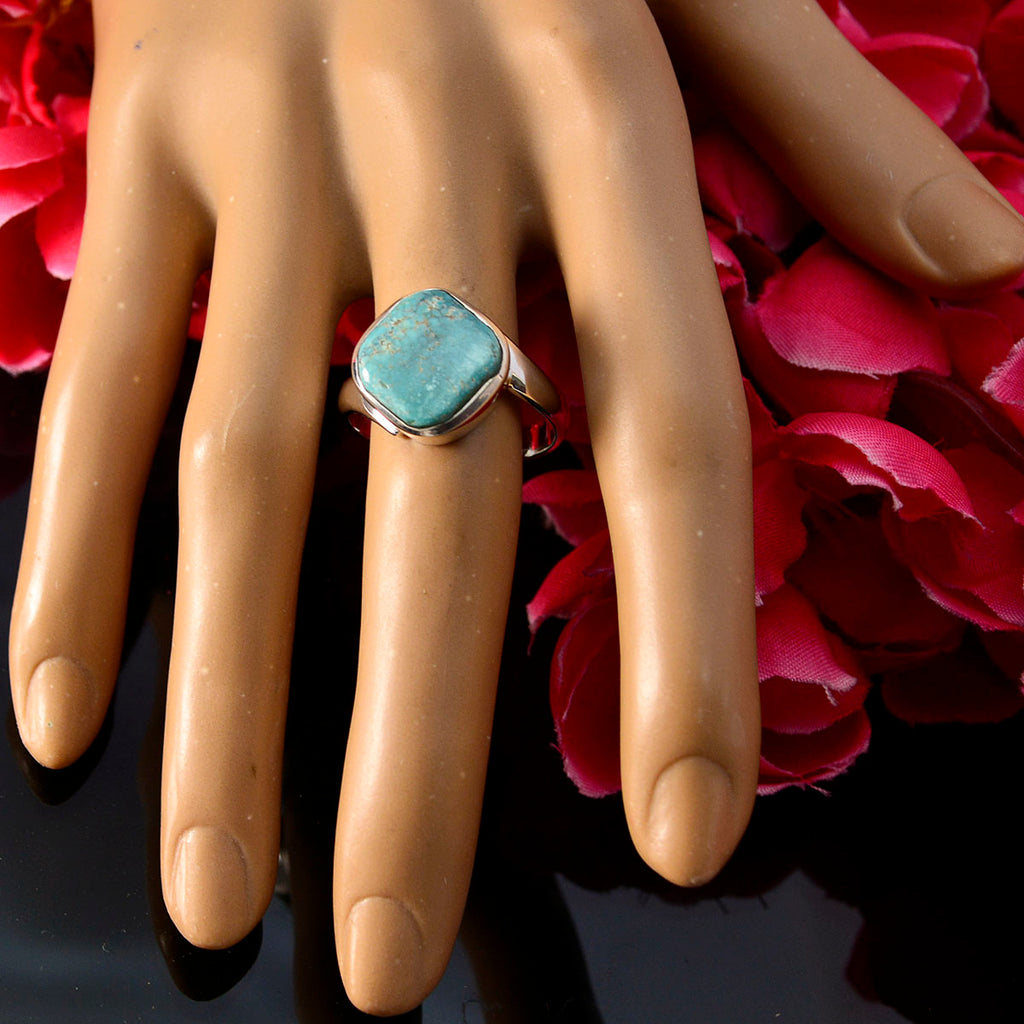 Turquoise Solitaire Moroccan 925 Sterling Silver Blue Gemstone Minimal Modern Ring Jewelry