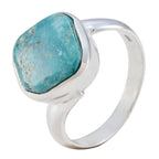 Turquoise Solitaire Moroccan 925 Sterling Silver Blue Gemstone Minimal Modern Ring Jewelry