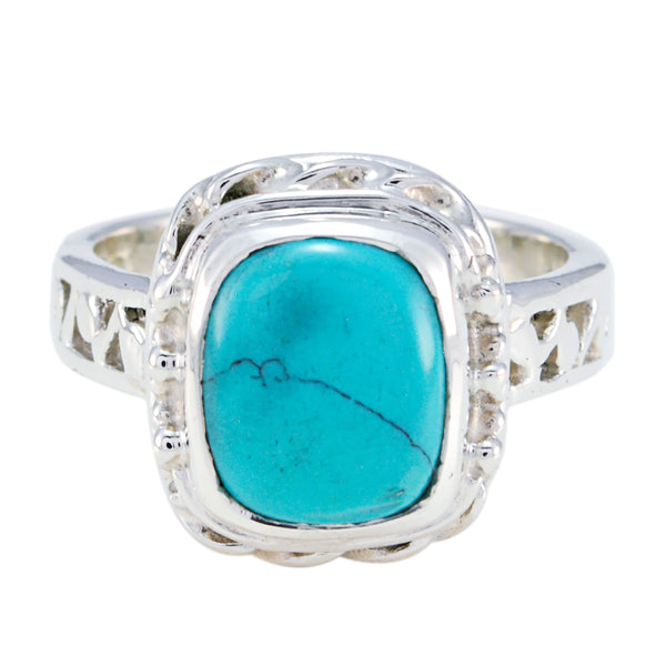 Turquoise Solitaire Italian 92.5 Silver Blue Gemstones Edgy Signet Ring Jewellery