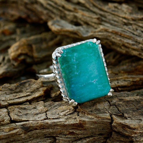 Turquoise Solitaire German Sterling Silver Blue Gemstone Mid weight Sophisticated Ring Jewelry