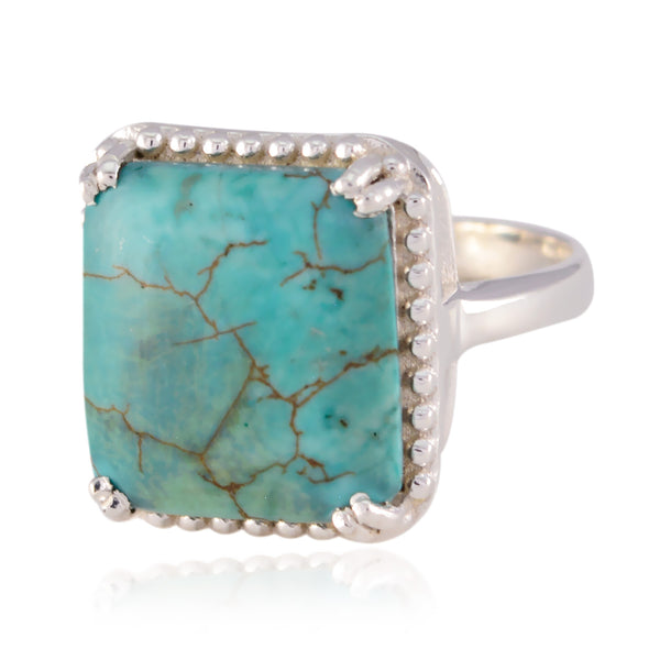 Turquoise Solitaire German Sterling Silver Blue Gemstone Mid weight Sophisticated Ring Jewelry