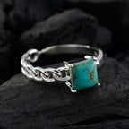 Turquoise Solitaire Japanese 92.5 Silver Blue Gems Whisper thin Feminine Ring Jewelry