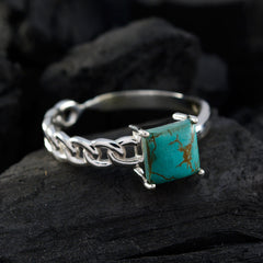Turquoise Solitaire Japanese 92.5 Silver Blue Gems Whisper thin Feminine Ring Jewelry