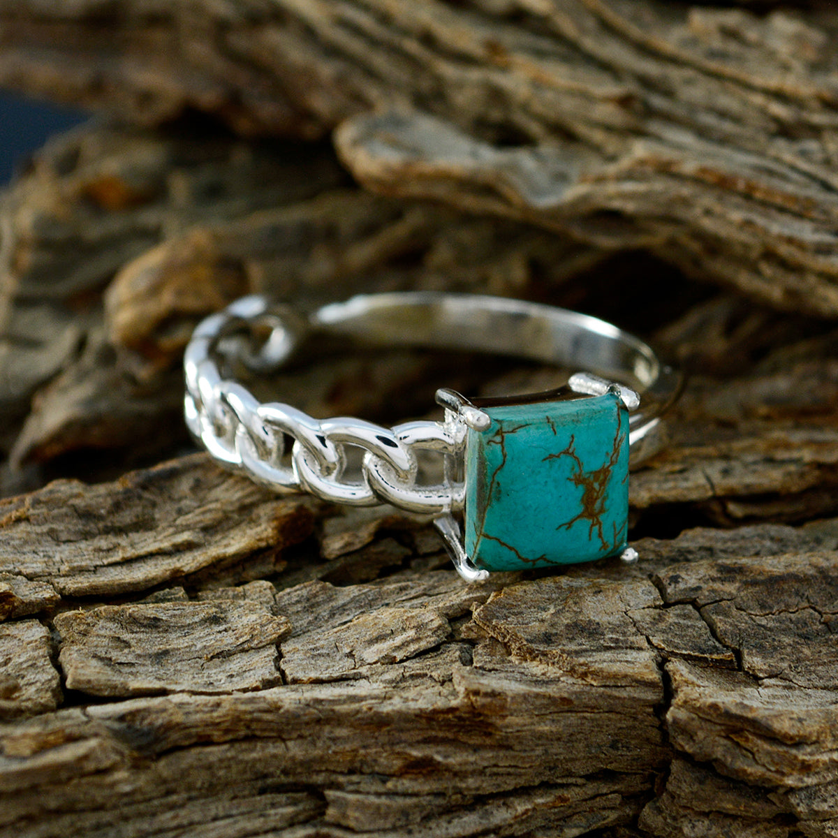 Turquoise Solitaire Japanese 92.5 Silver Blue Gems Whisper thin Feminine Ring Jewelry