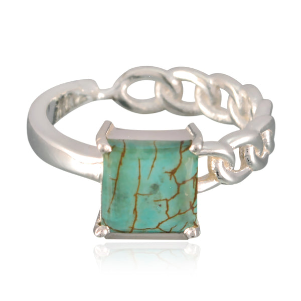 Turquoise Solitaire Japanese 92.5 Silver Blue Gems Whisper thin Feminine Ring Jewelry
