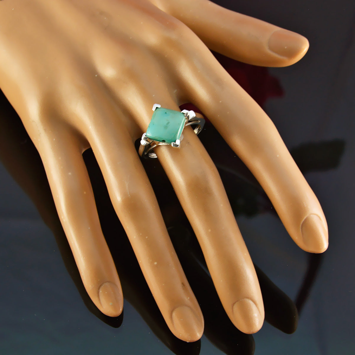 Turquoise Solitaire African 925 Sterling Silver Blue Gemstone Slim Glamorous Ring Jewellery