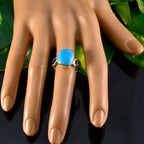 Turquoise Solitaire Egyptian 925 Sterling Silver Blue Gemstone Minimal Fairytale Ring Jewelry
