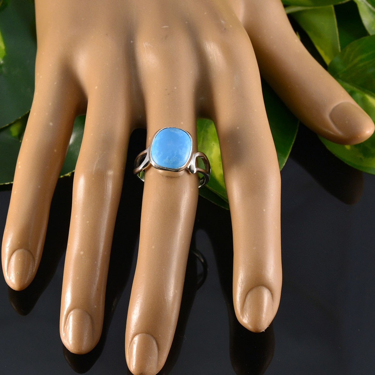 Turquoise Solitaire Egyptian 925 Sterling Silver Blue Gemstone Minimal Fairytale Ring Jewelry
