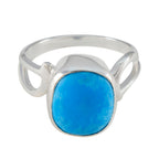 Turquoise Solitaire Egyptian 925 Sterling Silver Blue Gemstone Minimal Fairytale Ring Jewelry