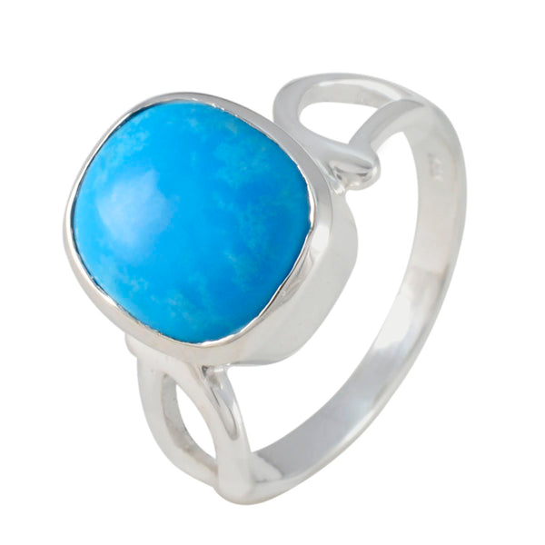 Turquoise Solitaire Egyptian 925 Sterling Silver Blue Gemstone Minimal Fairytale Ring Jewelry