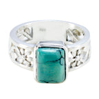 Turquoise Solitaire Egyptian 925 Silver Blue Gemstone Mid weight Art Deco Band Jewelry