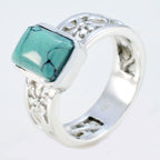 Turquoise Solitaire Egyptian 925 Silver Blue Gemstone Mid weight Art Deco Band Jewelry
