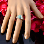 Turquoise Solitaire Egyptian 925 Silver Blue Gemstone Mid weight Art Deco Band Jewelry