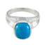 Turquoise Solitaire French Silver Blue Gemstones Versatile Contemporary Ring Jewellery