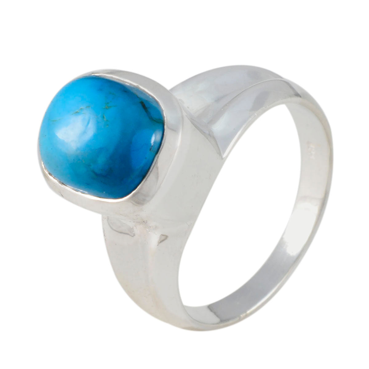 Turquoise Solitaire French Silver Blue Gemstones Versatile Contemporary Ring Jewellery