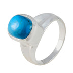 Turquoise Solitaire French Silver Blue Gemstones Versatile Contemporary Ring Jewellery