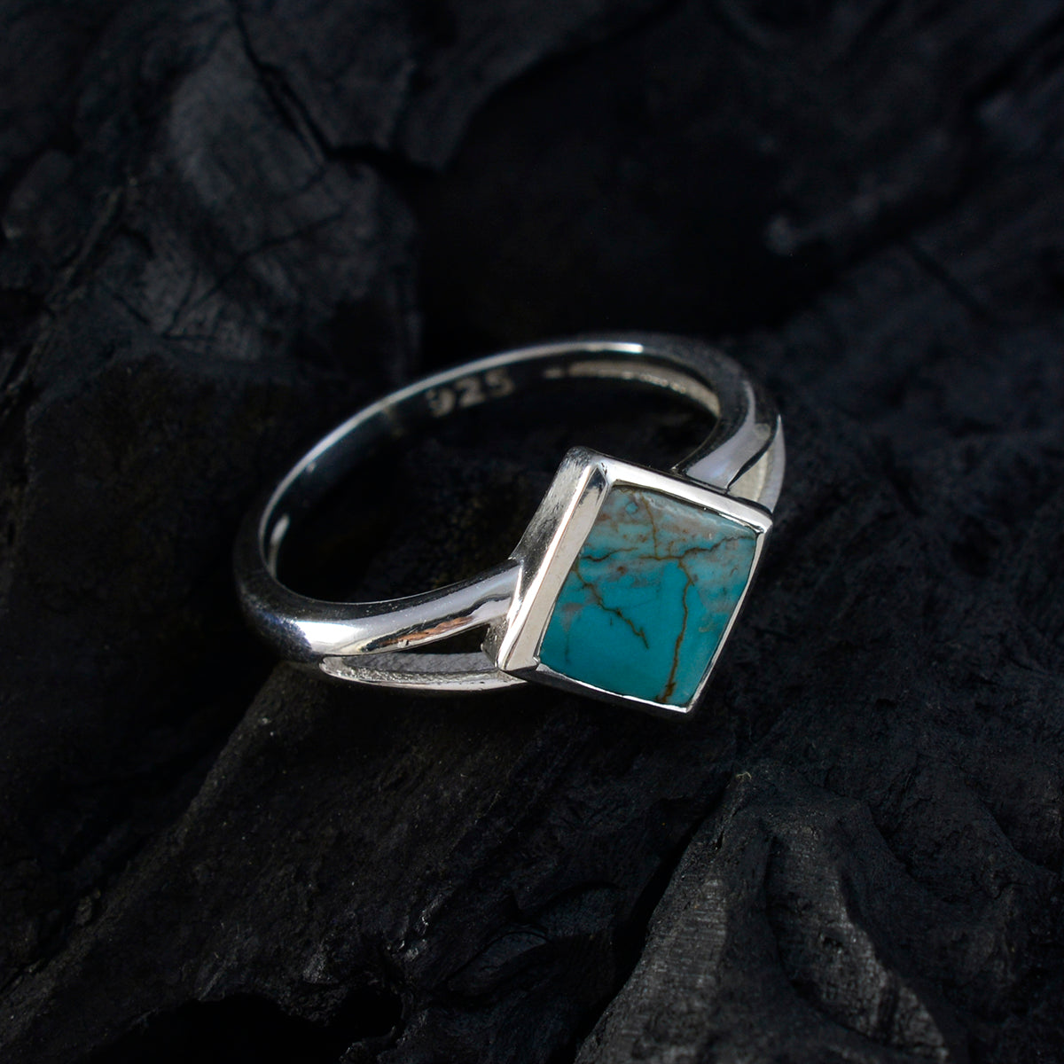 Turquoise Solitaire Japanese Silver Blue Gems Dainty Luxurious Ring Jewellery