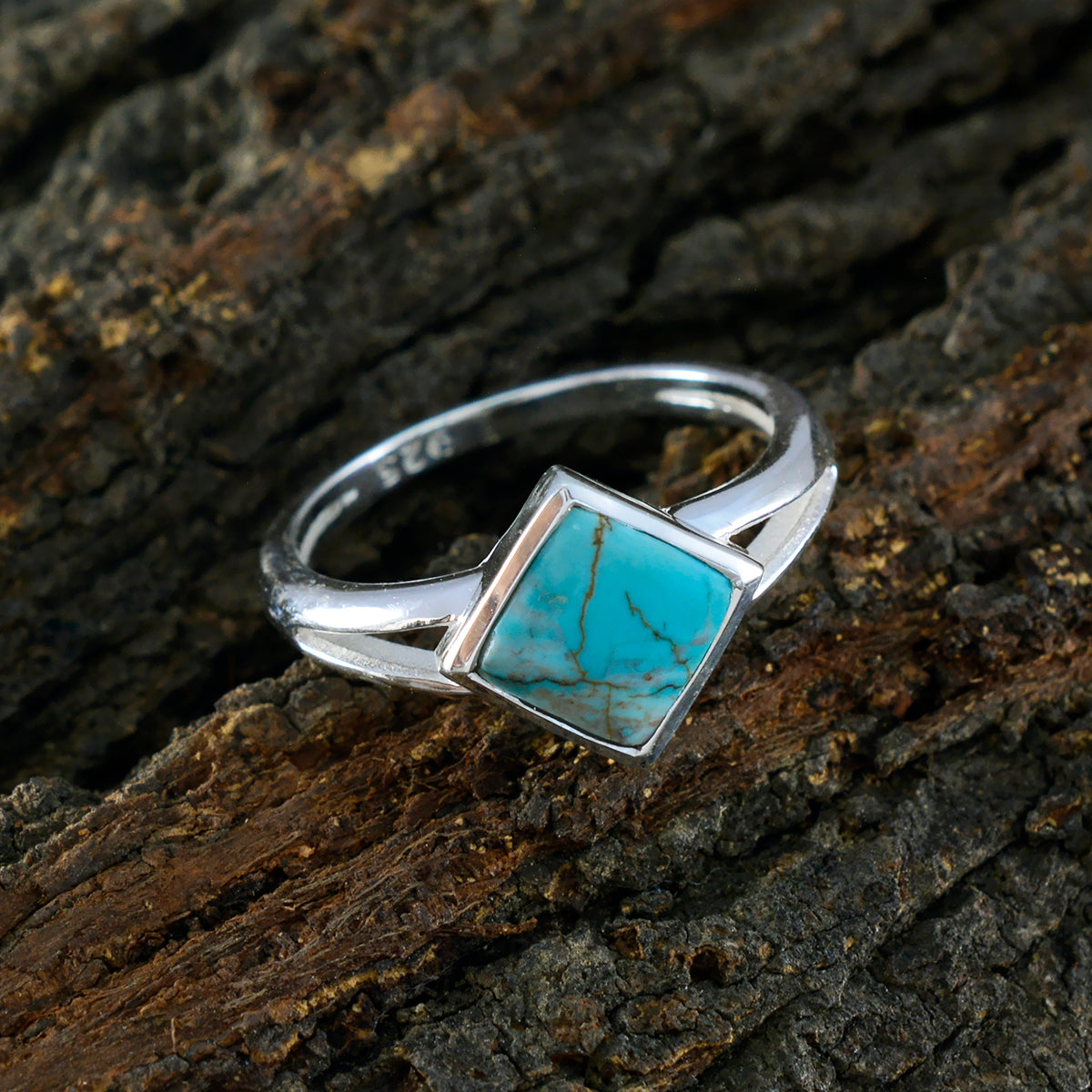 Turquoise Solitaire Japanese Silver Blue Gems Dainty Luxurious Ring Jewellery