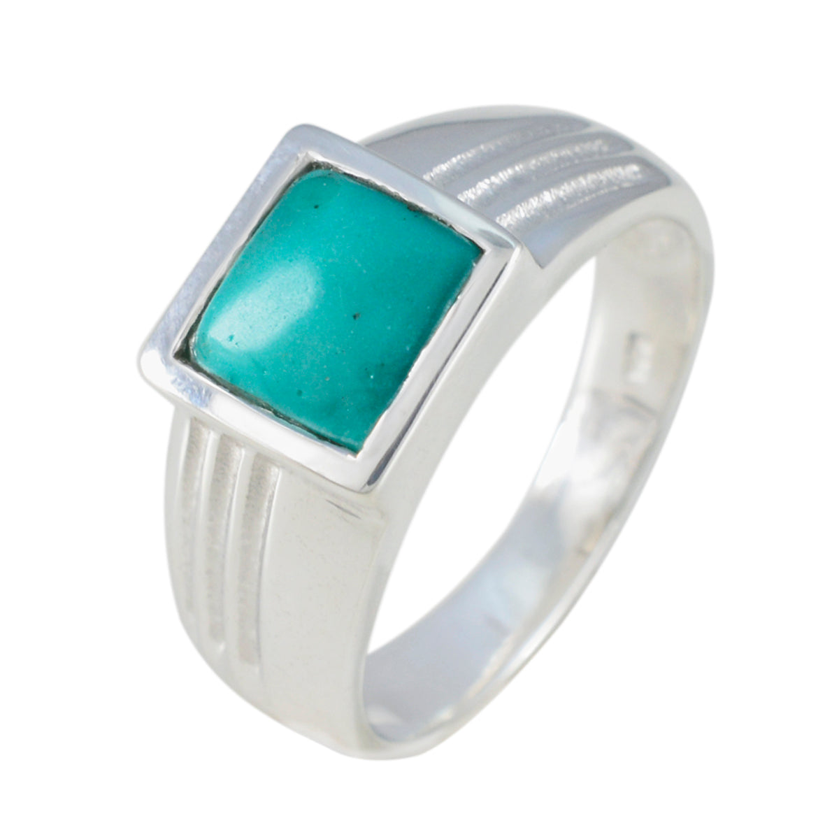 Turkos Solitaire Afrikansk Sterlingsilver Blå Ädelstenar Klassisk Sofistikerad Ring Smycken Sekundär produktbild
