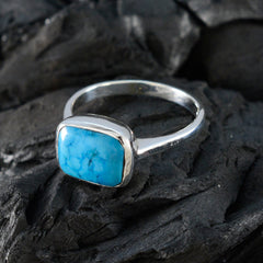 Turquoise Solitaire Indian 92.5 Silver Blue Gemstones Slim Contemporary Ring Jewellery