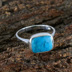 Turquoise Solitaire Indian 92.5 Silver Blue Gemstones Slim Contemporary Ring Jewellery