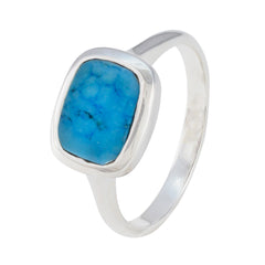 Turquoise Solitaire Indian 92.5 Silver Blue Gemstones Slim Contemporary Ring Jewellery
