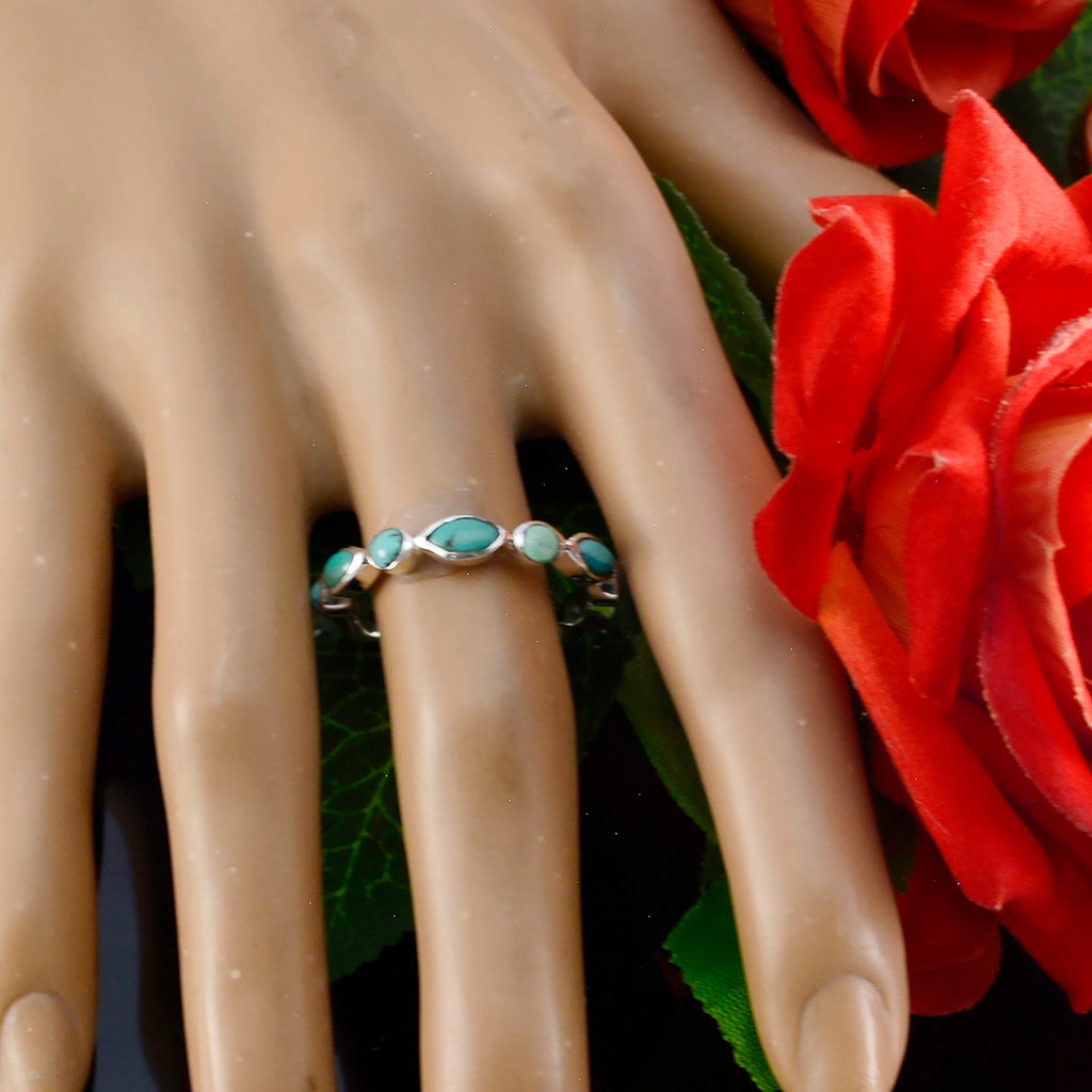 Turquoise multiple Turkish 925 Silver Blue Gemstone Delicate Eternity Band Jewelry