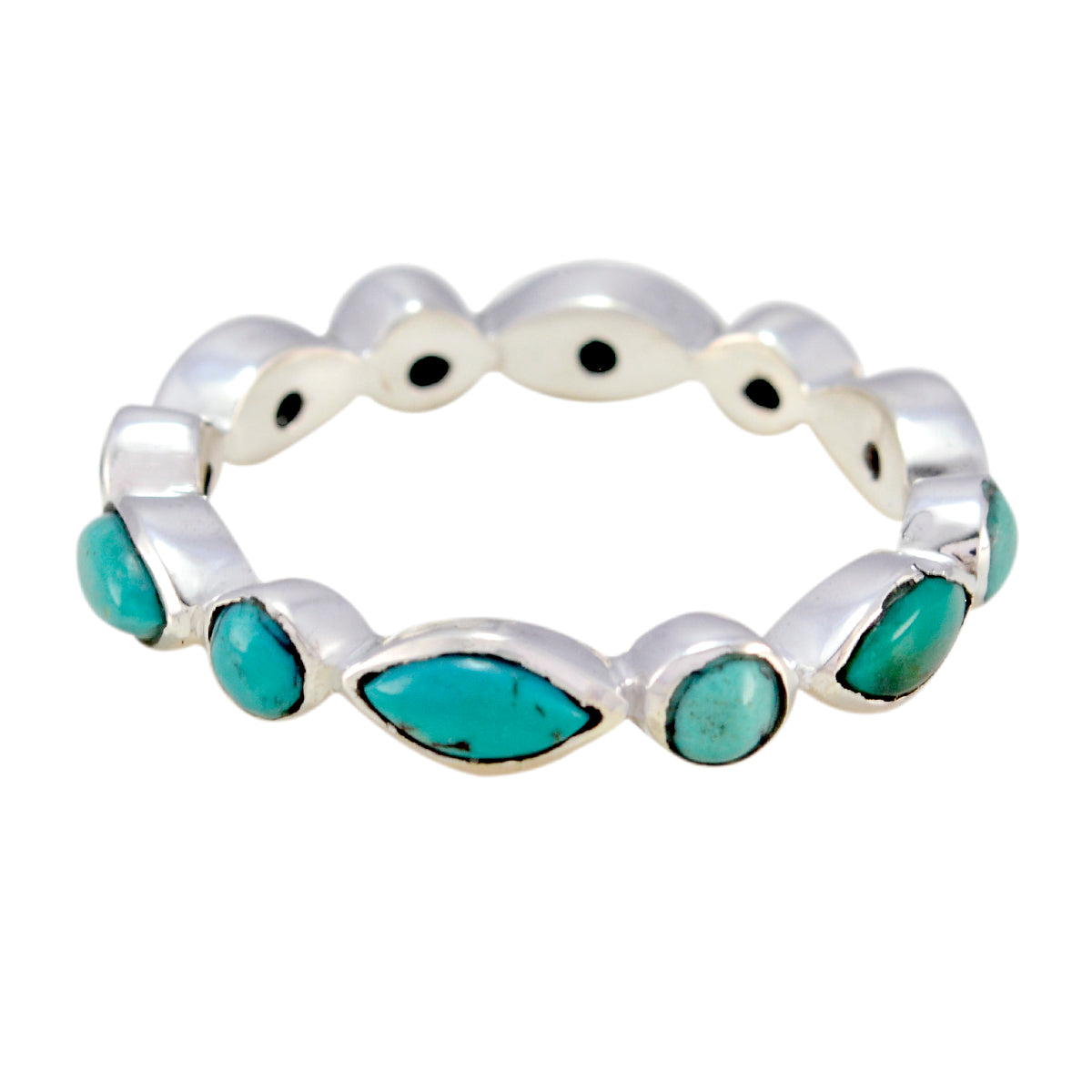 Turquoise multiple Turkish 925 Silver Blue Gemstone Delicate Eternity Band Jewelry